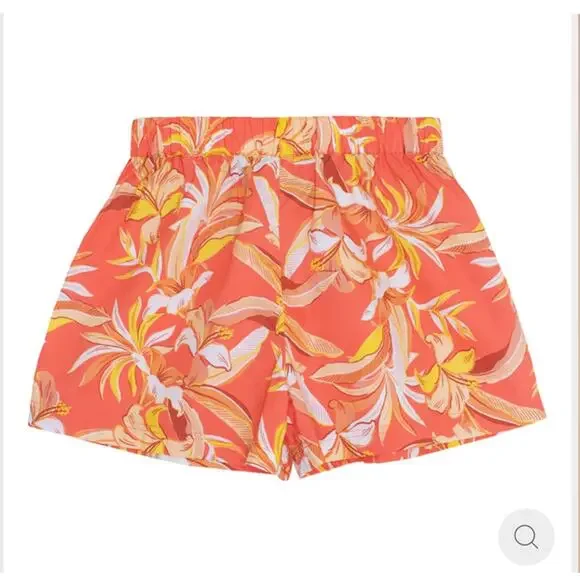 MIKOH Willa Cotton Shorts Bora Bora Orange Hawaiian Print XS/S NWT Resort Wear - Picture 5 of 9